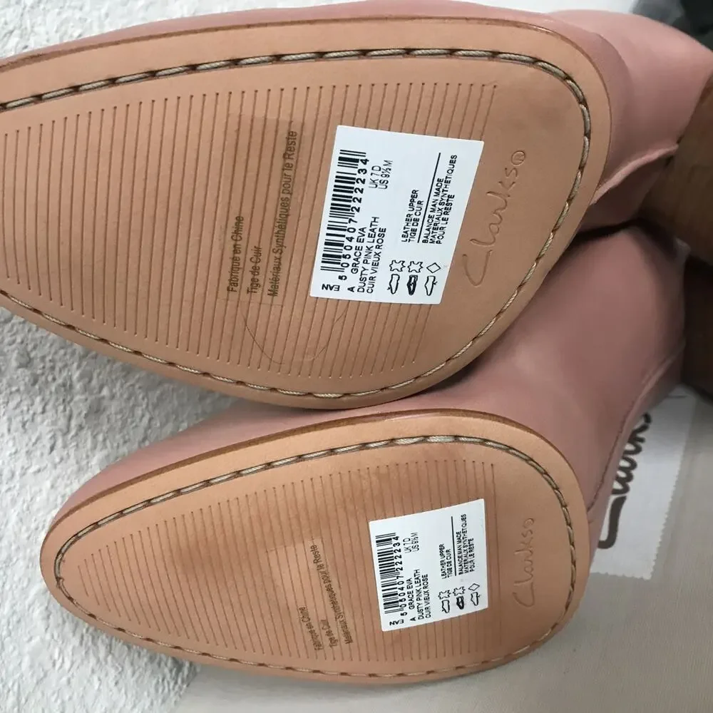 Clarks Women's Size 9.5 M Grace Eva Dusty Pink Leather Heels